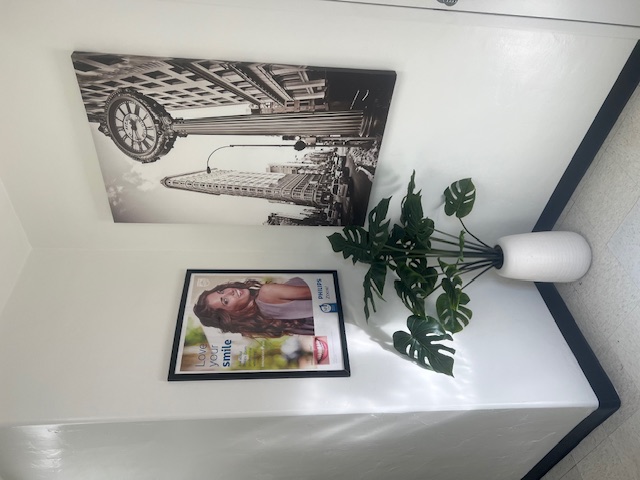 Long Beach Dental office decor with smile poster