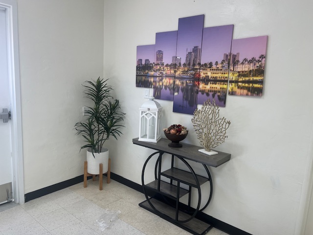Long Beach Dental office decor with Long Beach skyline art